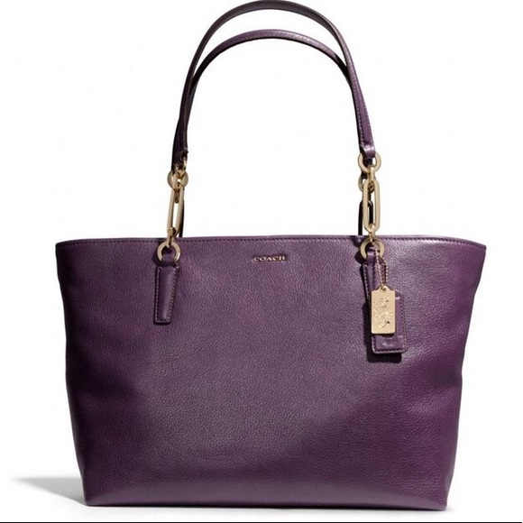 Coach Handbags - Coach Purple Madison Leather East West Tote